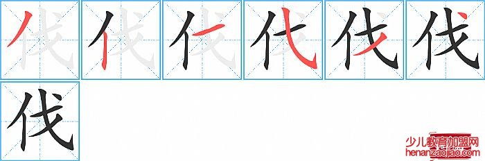 伐的笔顺、笔画