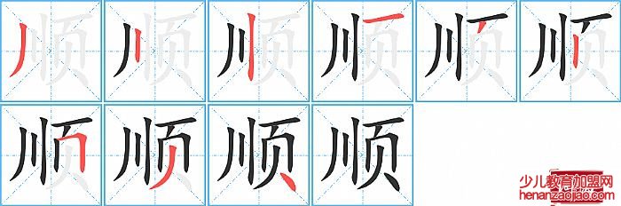顺的笔顺、笔画