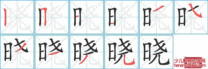 晓的笔顺、笔画