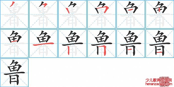 鲁的笔顺、笔画