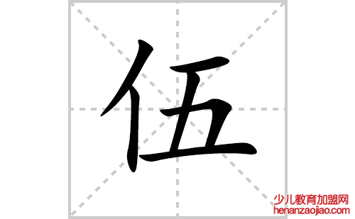 伍的笔顺笔画怎么写(伍的拼音、部首、解释及成语解读)