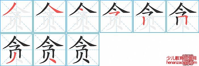 贪的笔顺、笔画