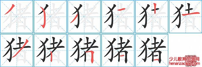 猪的笔顺、笔画