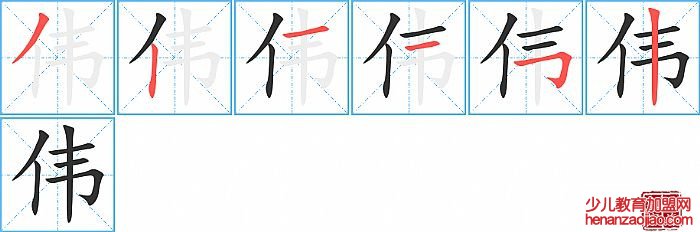 伟的笔顺、笔画