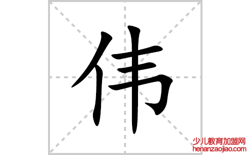 伟的笔顺笔画怎么写(伟的拼音、部首、解释及成语解读)