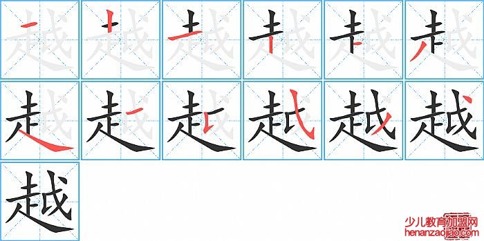 越的笔顺、笔画
