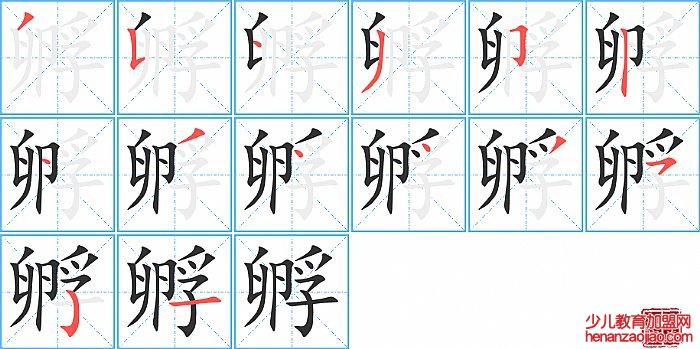 孵的笔顺、笔画