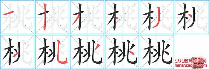 桃的笔顺、笔画