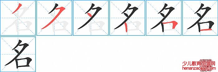 名的笔顺、笔画