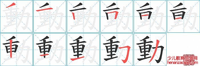 動的笔顺、笔画