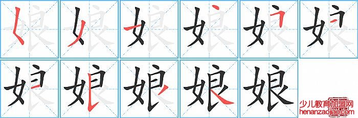 娘的笔顺、笔画