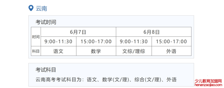 2022年云南高考时间安排,云南高考时间2022具体时间表