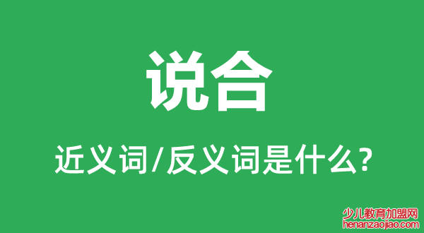 说合的近义词和反义词是什么,说合是什么意思