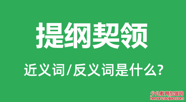 提纲契领的近义词和反义词是什么,提纲契领是什么意思