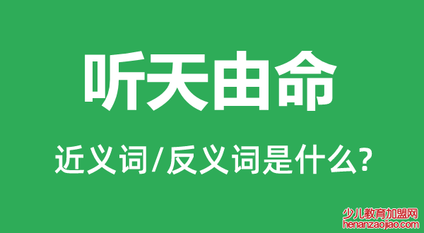 听天由命的近义词和反义词是什么,听天由命是什么意思