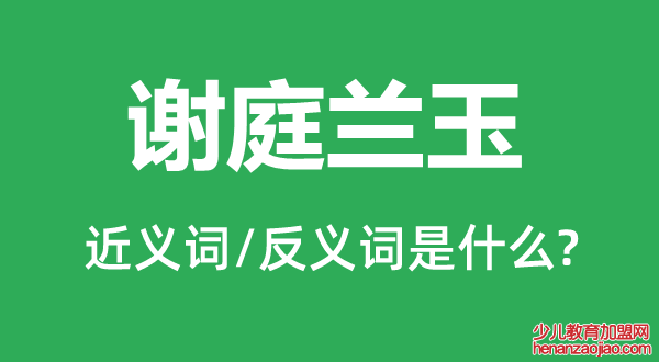 谢庭兰玉的近义词和反义词是什么,谢庭兰玉是什么意思