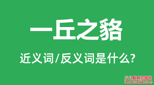 一丘之貉的近义词和反义词是什么,一丘之貉是什么意思