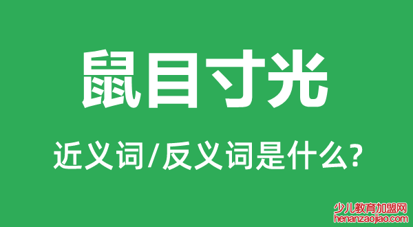 鼠目寸光的近义词和反义词是什么,鼠目寸光是什么意思